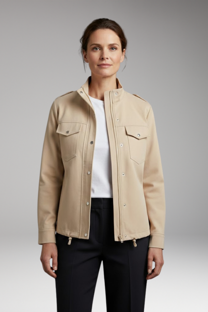 Women's Parka Jacket Chest Pockets Stand Up Collar