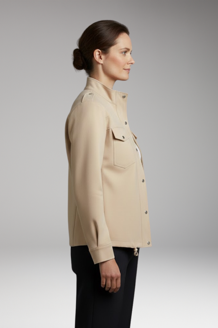 Women's Parka Jacket Chest Pockets Stand Up Collar
