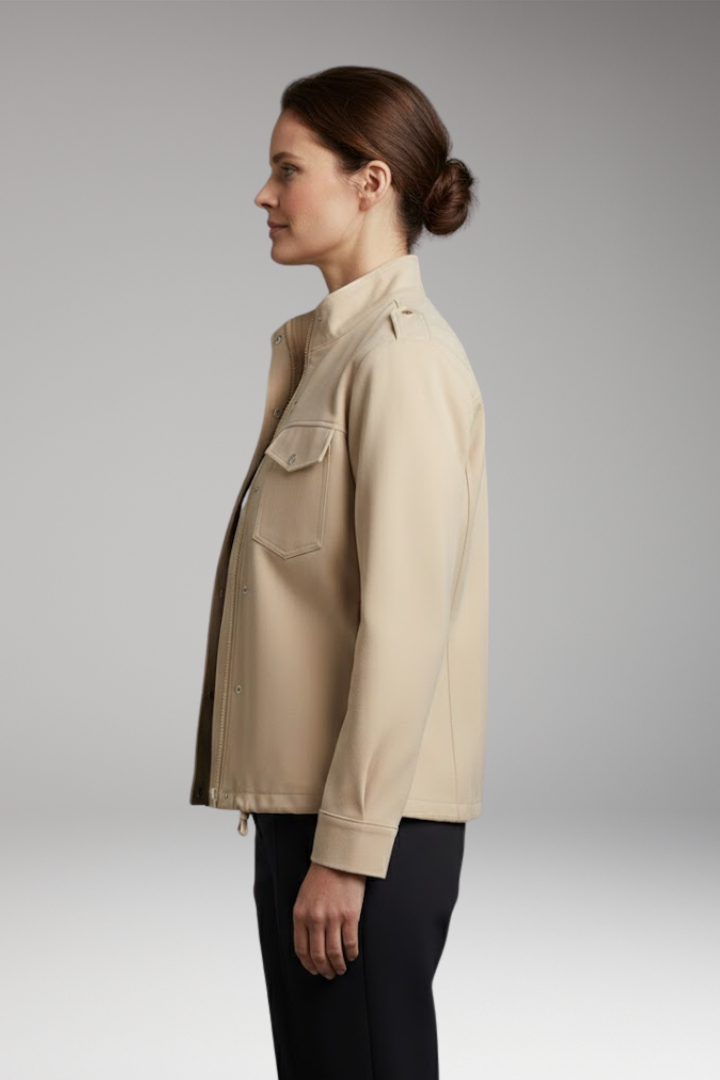 Women's Parka Jacket Chest Pockets Stand Up Collar