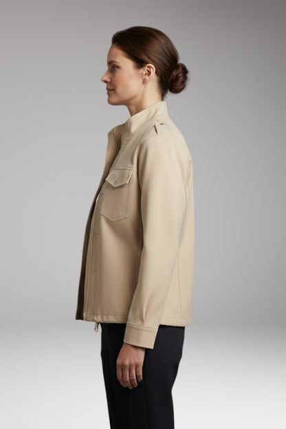 Women's Parka Jacket Chest Pockets Stand Up Collar