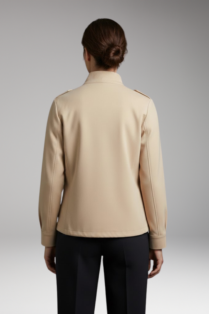 Women's Parka Jacket Chest Pockets Stand Up Collar