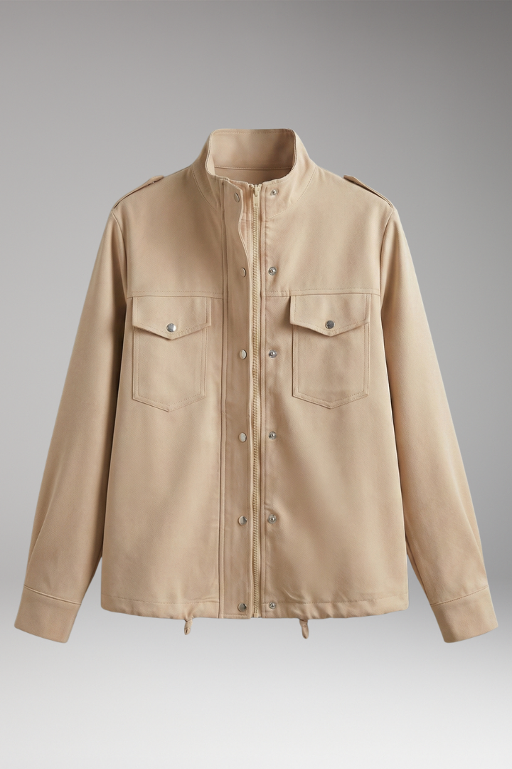 Women's Parka Jacket Chest Pockets Stand Up Collar - VibreMode