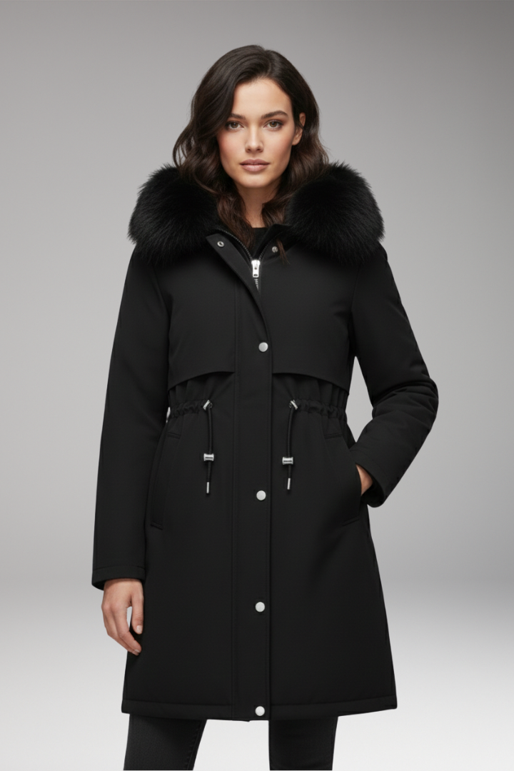 Women's Faux Fur Coat Jacket Adjustable Waist