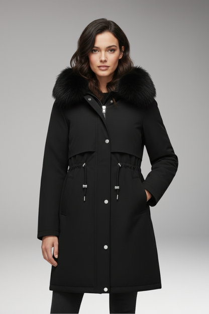 Women's Faux Fur Coat Jacket Adjustable Waist