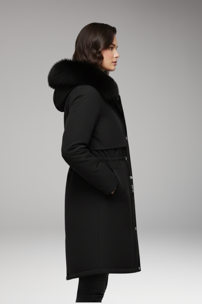 Women's Faux Fur Coat Jacket Adjustable Waist