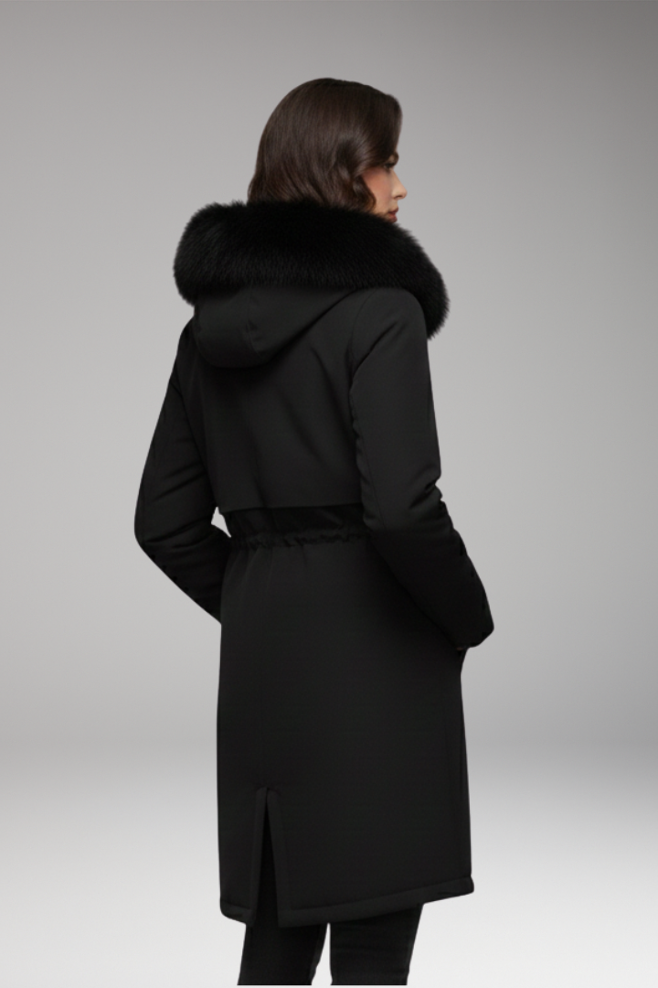 Women's Faux Fur Coat Jacket Adjustable Waist