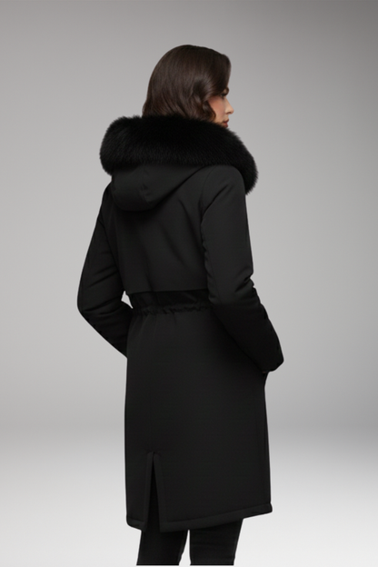 Women's Faux Fur Coat Jacket Adjustable Waist