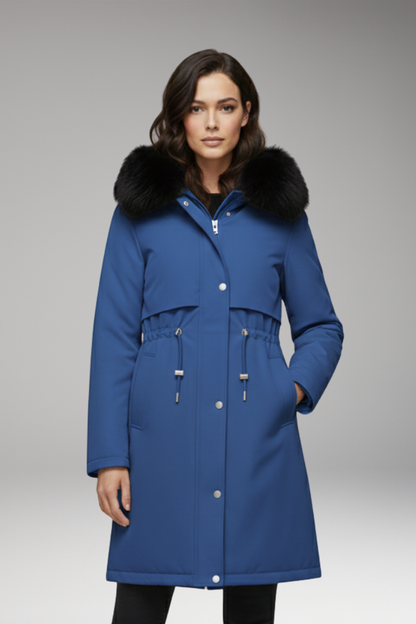 Women's Faux Fur Coat Jacket Adjustable Waist