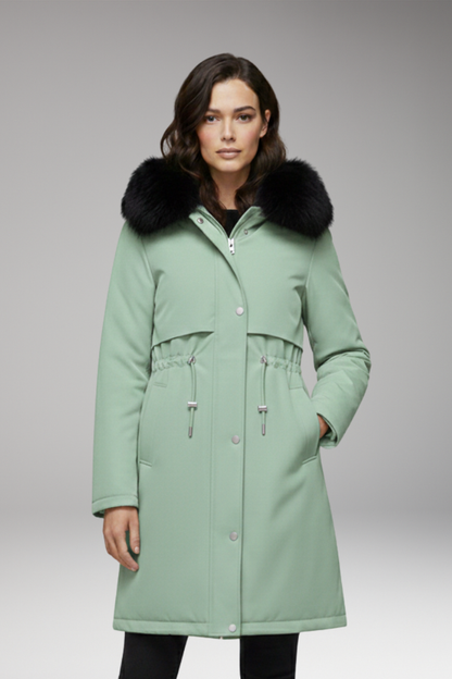 Women's Faux Fur Coat Jacket Adjustable Waist