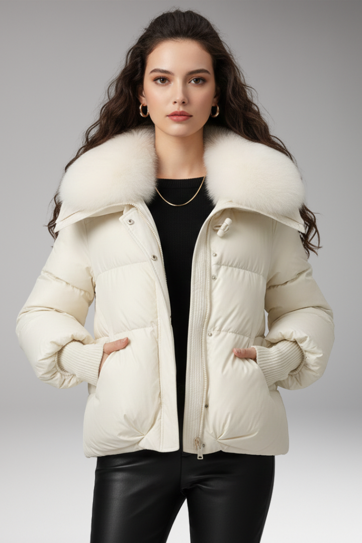 Women's Quilted Jacket Faux Fur Collar