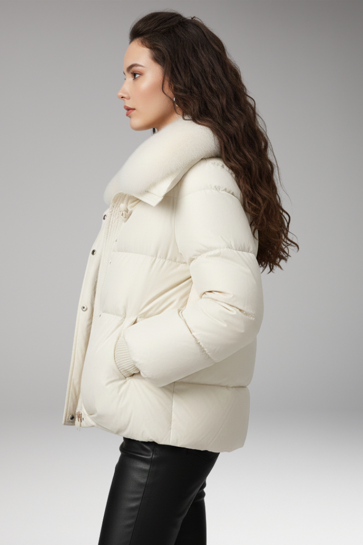Women's Quilted Jacket Faux Fur Collar