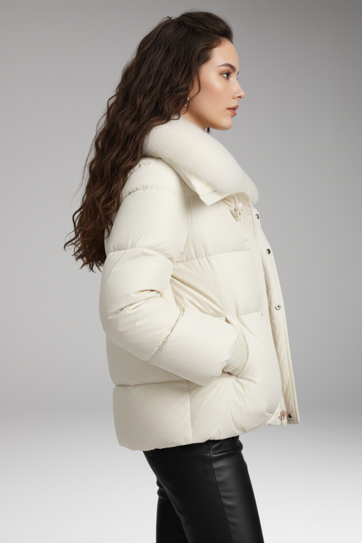 Women's Quilted Jacket Faux Fur Collar