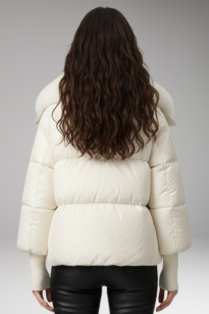 Women's Quilted Jacket Faux Fur Collar