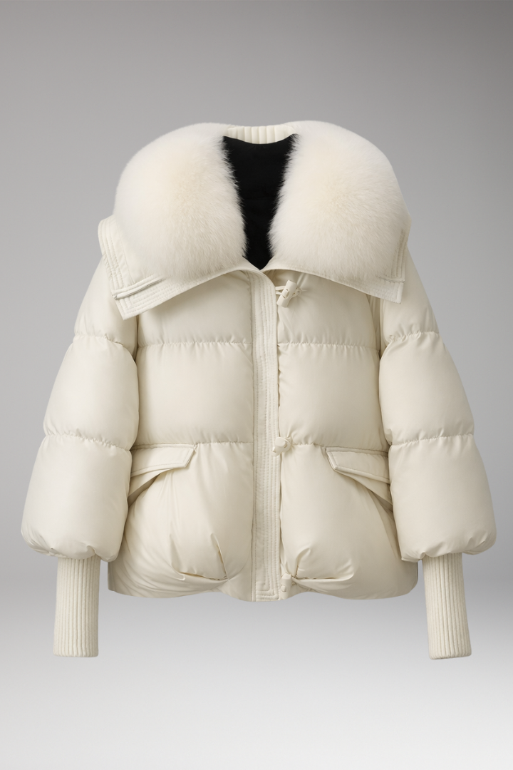 Women's Quilted Jacket Faux Fur Collar - VibreMode