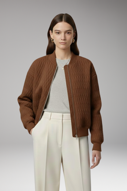 Women's Quilted Jacket Front Zip Closure