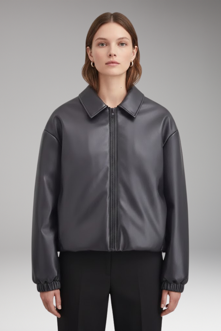 Women's Zip Front Jacket Ribbed Hem