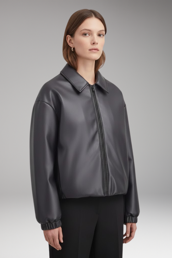 Women's Zip Front Jacket Ribbed Hem