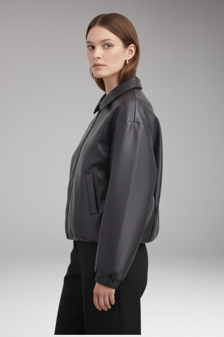 Women's Zip Front Jacket Ribbed Hem