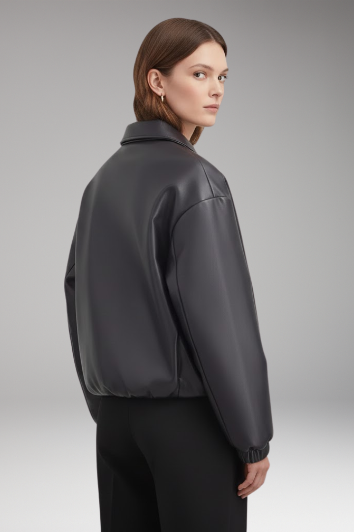 Women's Zip Front Jacket Ribbed Hem