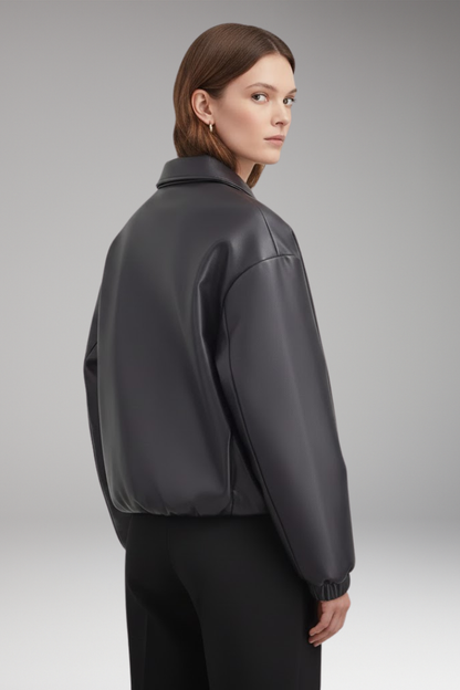 Women's Zip Front Jacket Ribbed Hem