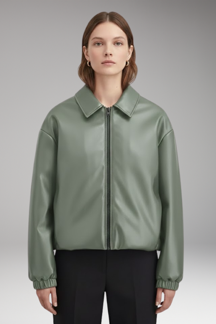 Women's Zip Front Jacket Ribbed Hem