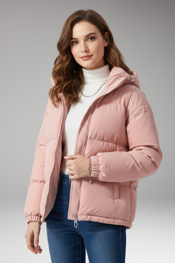Women's Hooded Jacket Stitched Surface