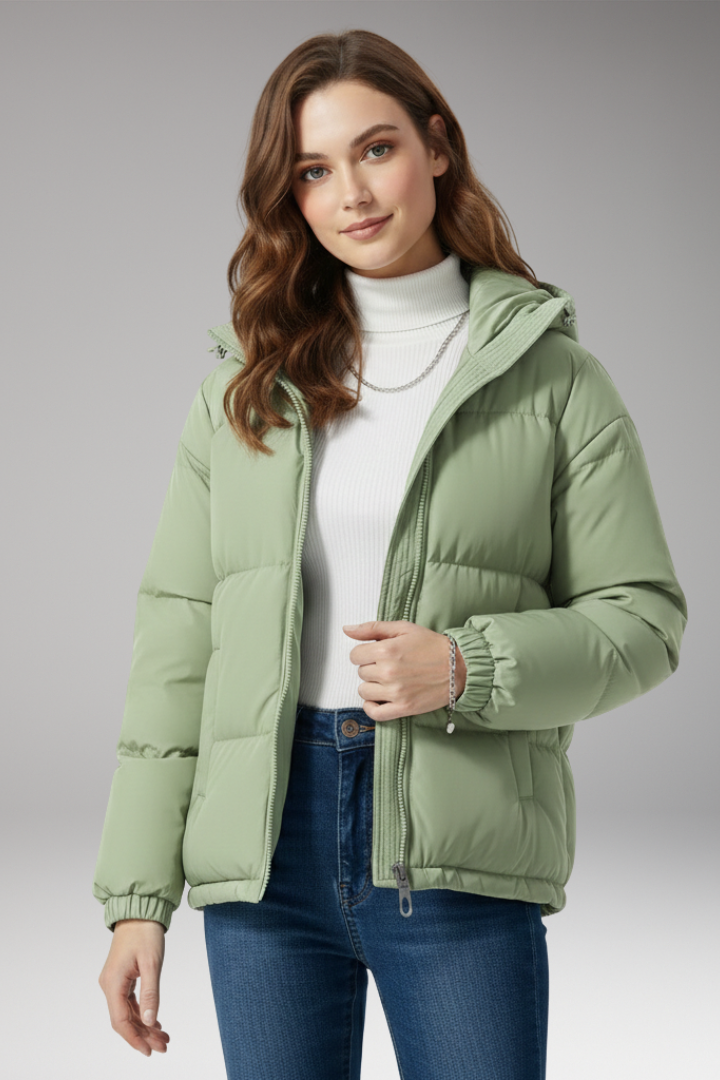 Women's Hooded Jacket Stitched Surface