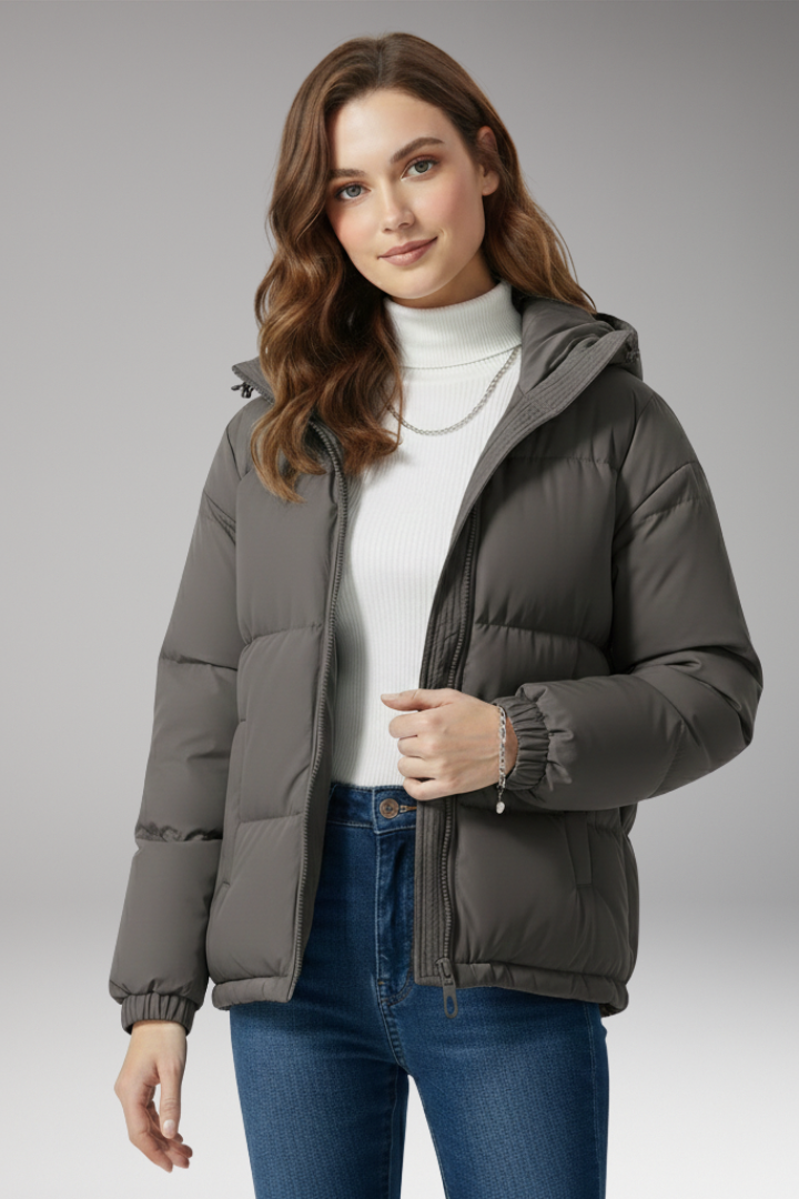 Women's Hooded Jacket Stitched Surface