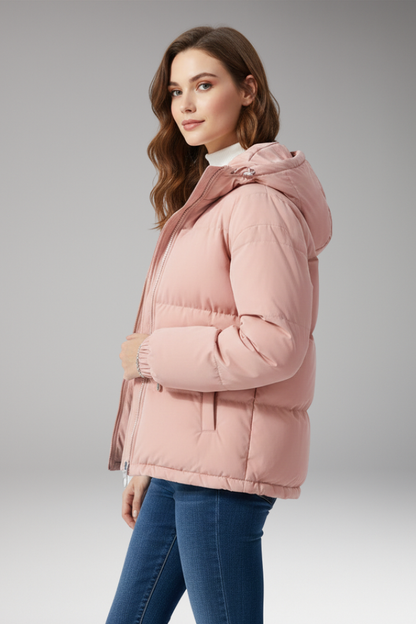 Women's Hooded Jacket Stitched Surface