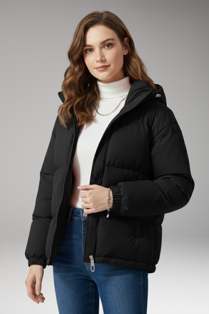 Women's Hooded Jacket Stitched Surface