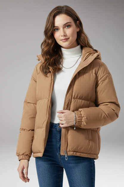 Women's Hooded Jacket Stitched Surface