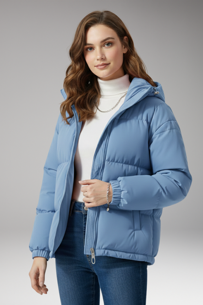 Women's Hooded Jacket Stitched Surface