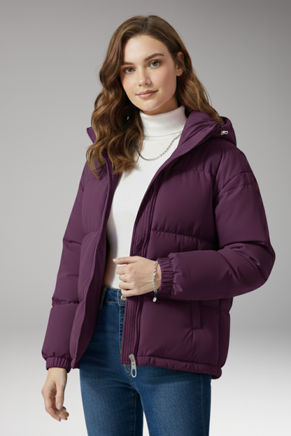 Women's Hooded Jacket Stitched Surface