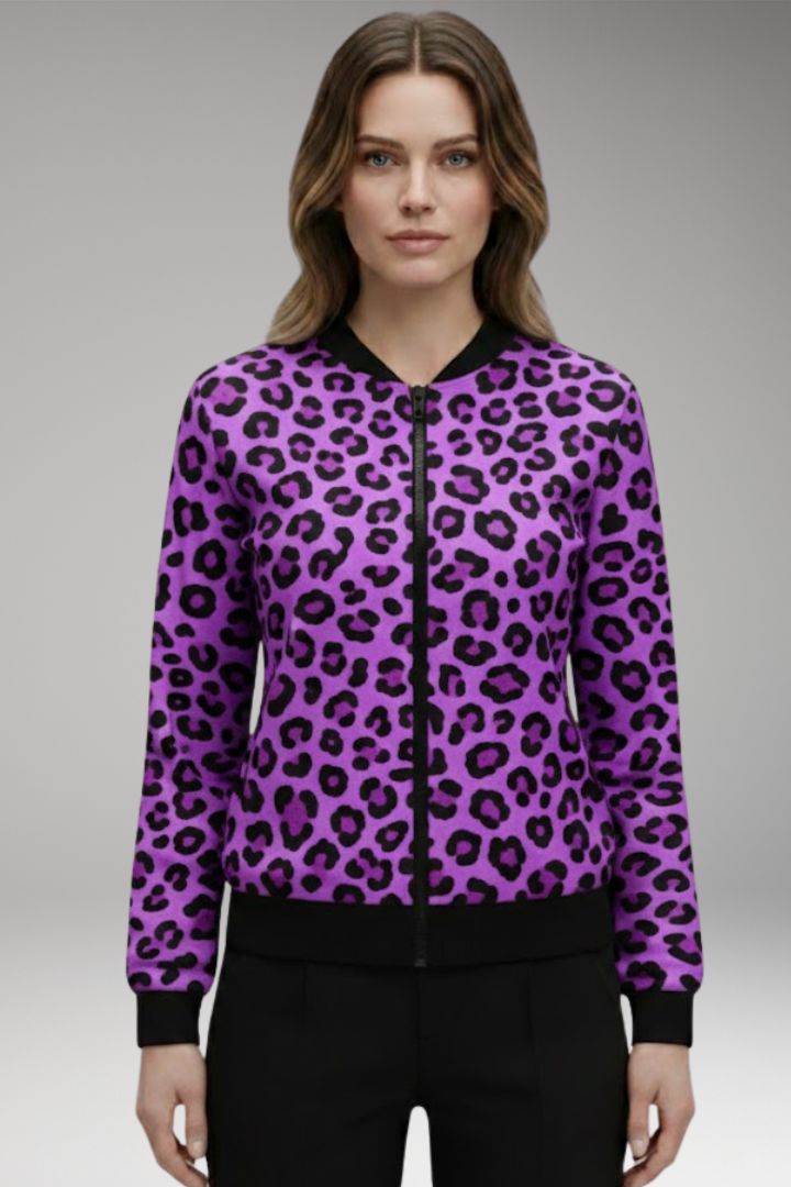 Women's Patterned Jacket Ribbed Trim