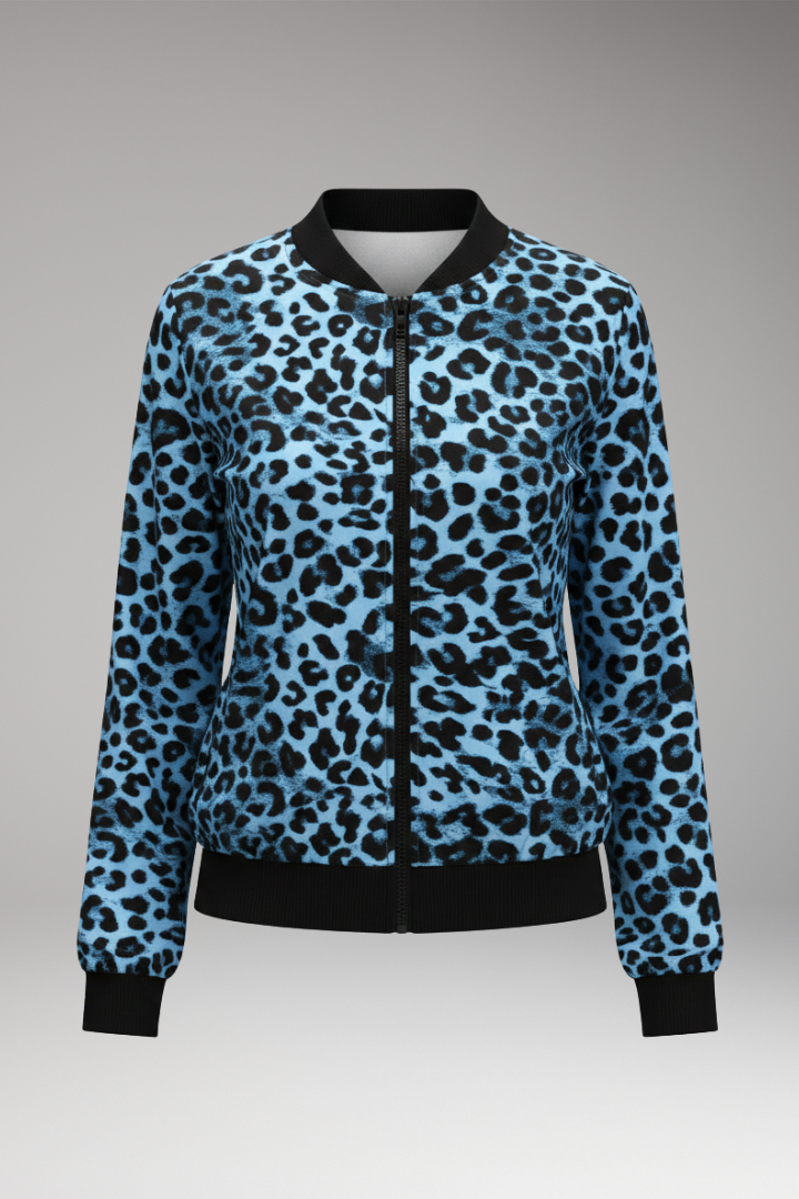 Women's Patterned Jacket Ribbed Trim - VibreMode