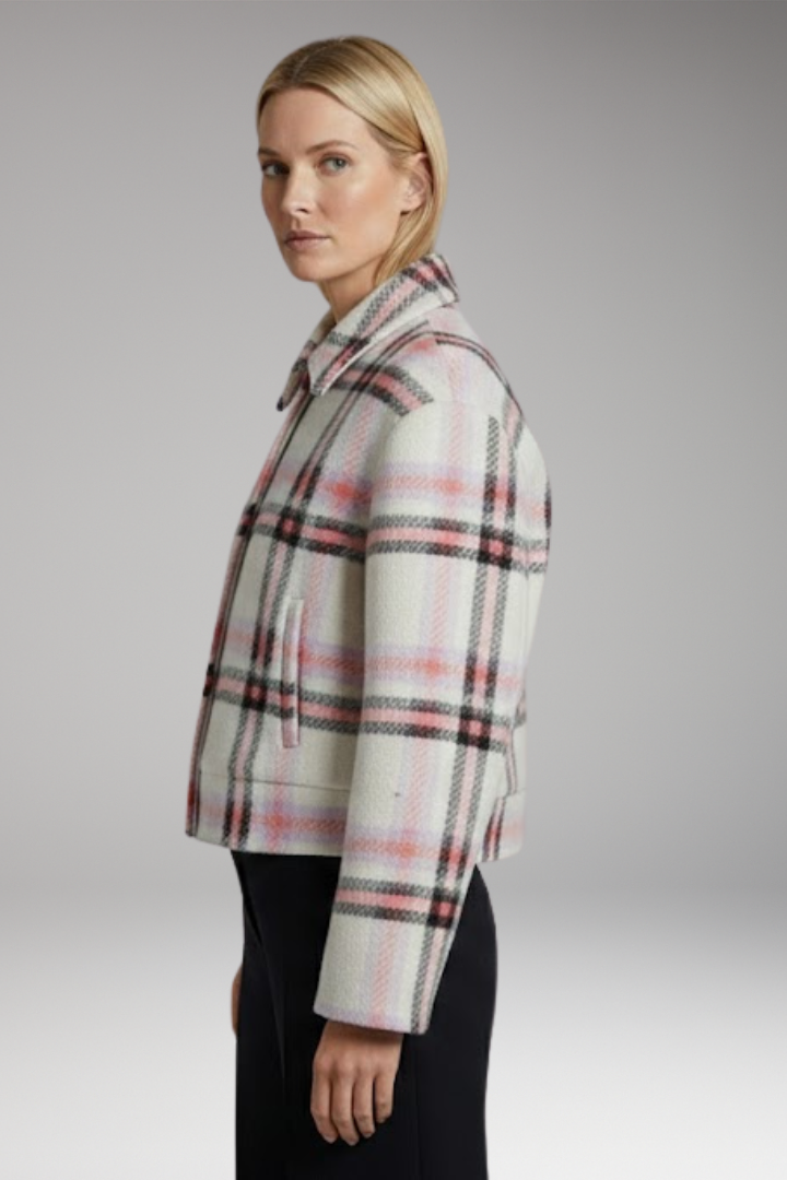 Women's Snap Closure Plaid Jacket