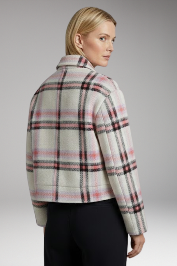 Women's Snap Closure Plaid Jacket