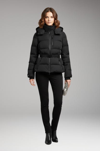Women's Belted Waist Jacket Stand-Up Collar