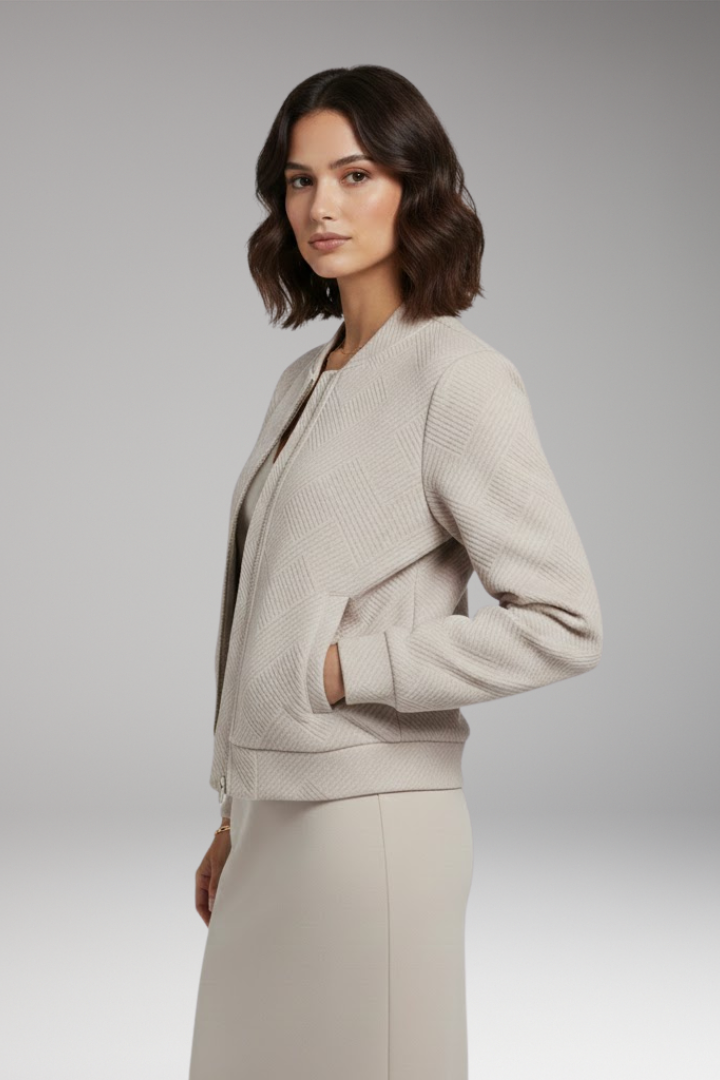 Women's Zipper Jacket Ribbed Surface