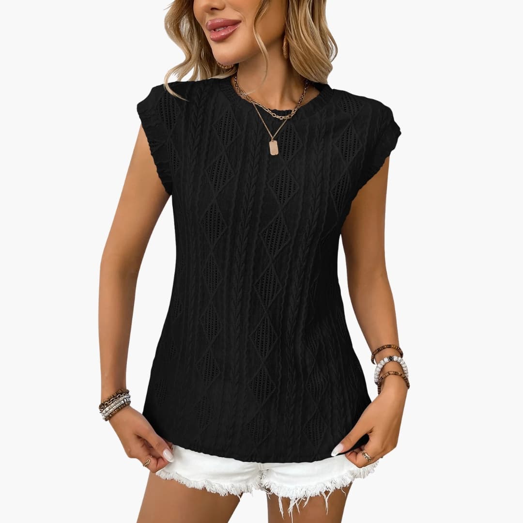 Women's Short Sleeve Crew Neck T-Shirt 3D Texture - VibreMode