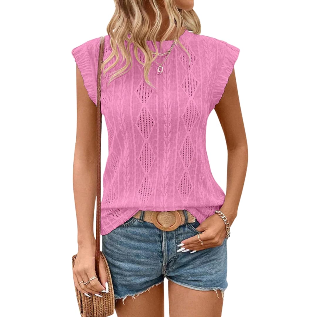 Women's Short Sleeve Crew Neck T-Shirt 3D Texture
