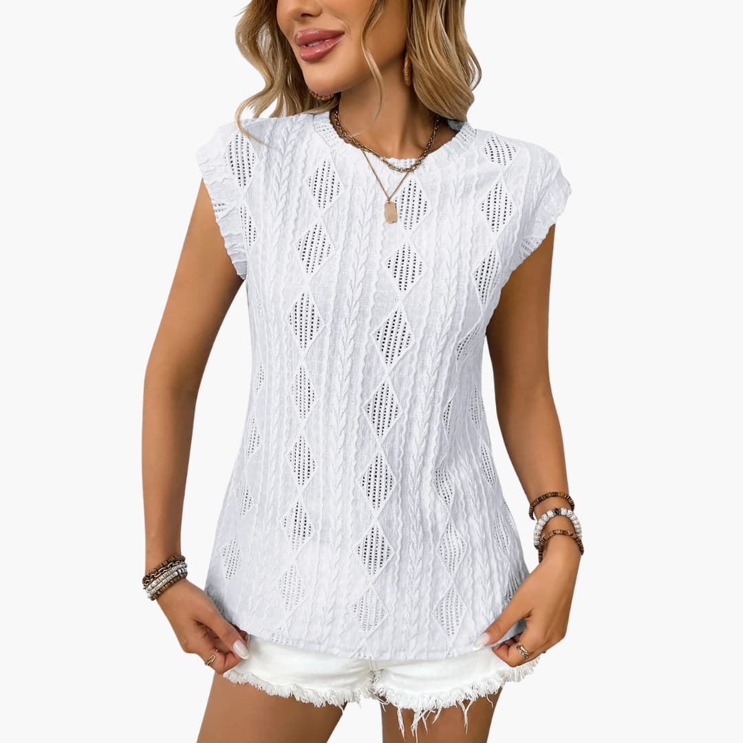 Women's Short Sleeve Crew Neck T-Shirt 3D Texture