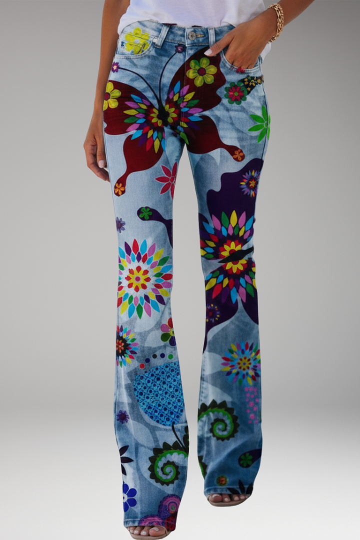Women's Straight Leg Floral Jeans