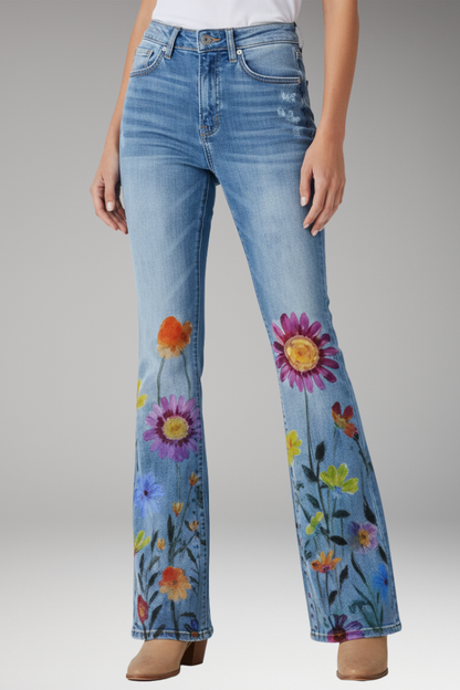 Women's Straight Leg Floral Jeans
