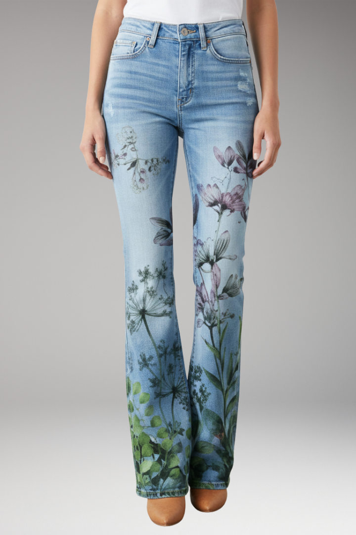Women's Straight Leg Floral Jeans
