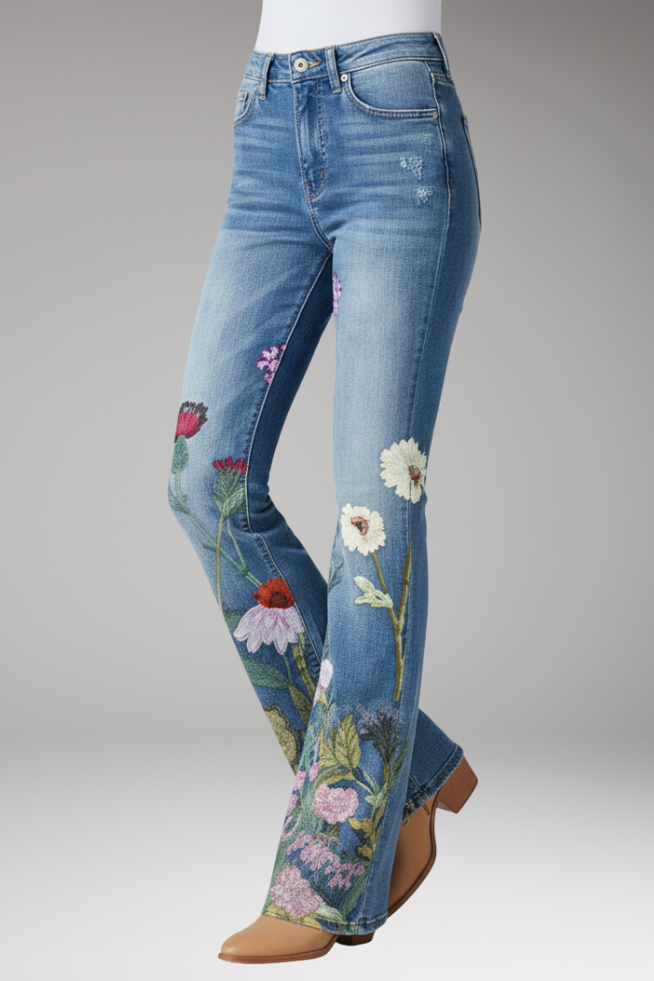 Women's Straight Leg Floral Jeans