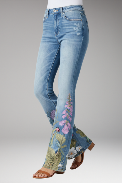 Women's Straight Leg Floral Jeans