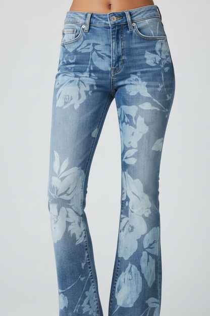 Women's Straight Leg Floral Jeans