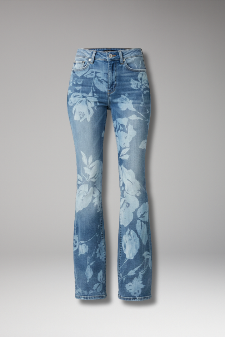 Women's Straight Leg Floral Jeans - VibreMode
