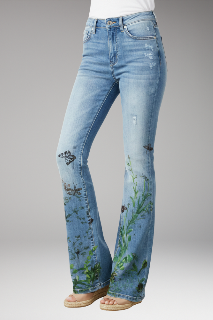 Women's Straight Leg Floral Jeans